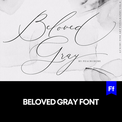 Beloved Gray 艺术手写花体英文字体logo标识婚礼卡片专属字体mac
