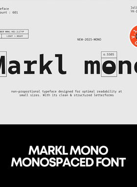 Markl Mono 等距美学无衬线英文字体logo标识排版版式字体安装mac