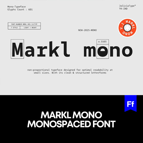 Markl Mono 等距美学无衬线英文字体logo标识排版版式字体安装mac