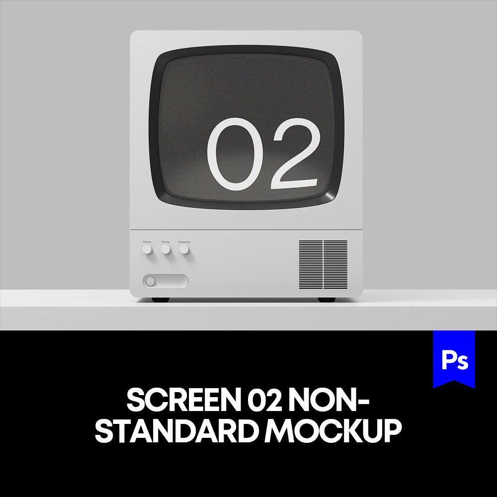 老式复古电视机屏幕界面设计效果展示样机mockup智能贴图psd模版