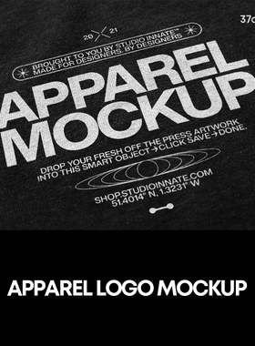 T恤服装标志logo展示效果样机mockup智能贴图psd设计素材模版