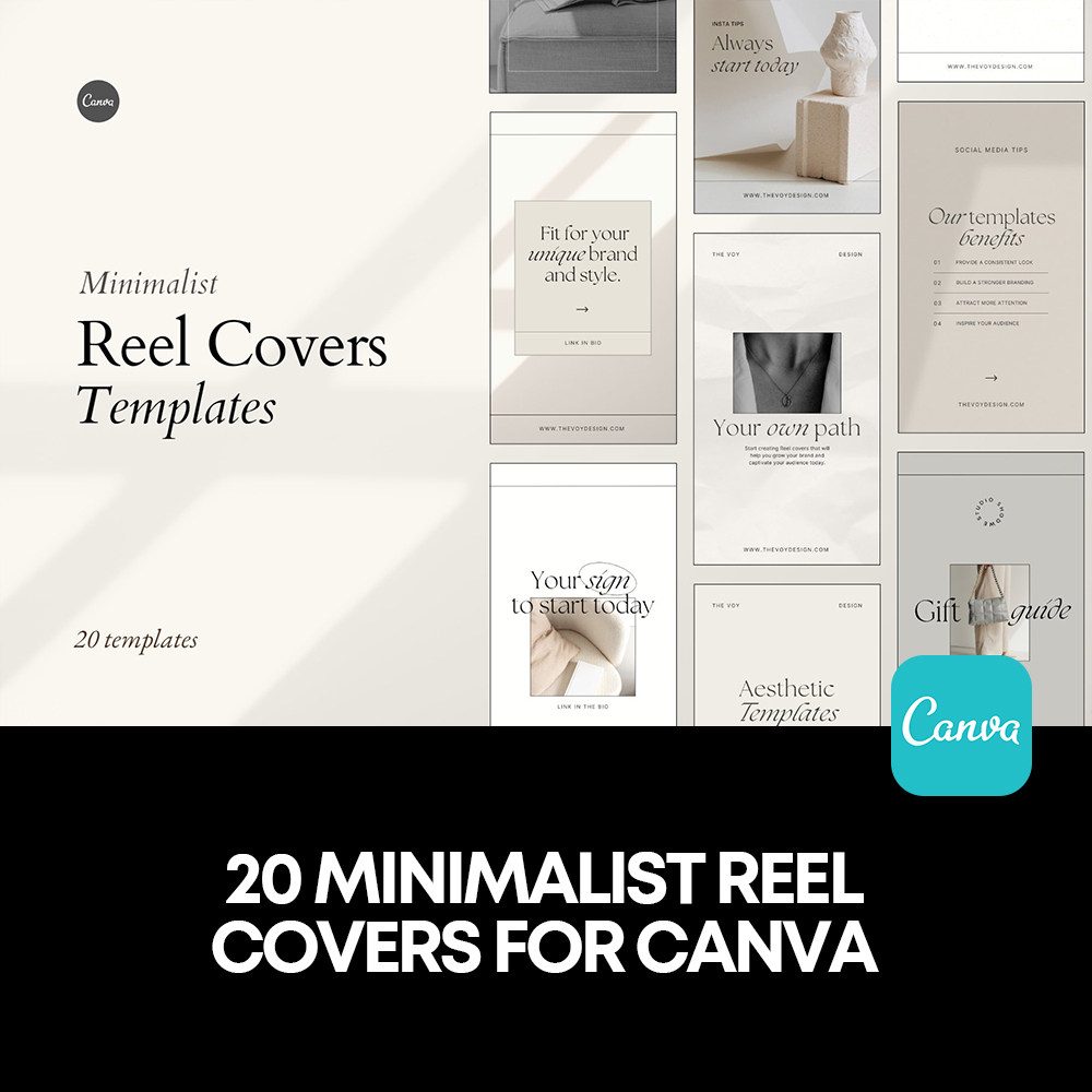 20款文艺社交媒体博客界面广告海报设计排版版式ins风canva模版