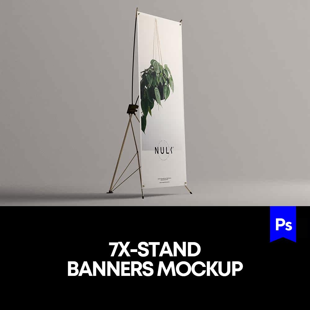 X展架广告牌多角度模拟效果展示样机mockup智能贴图psd素材模版