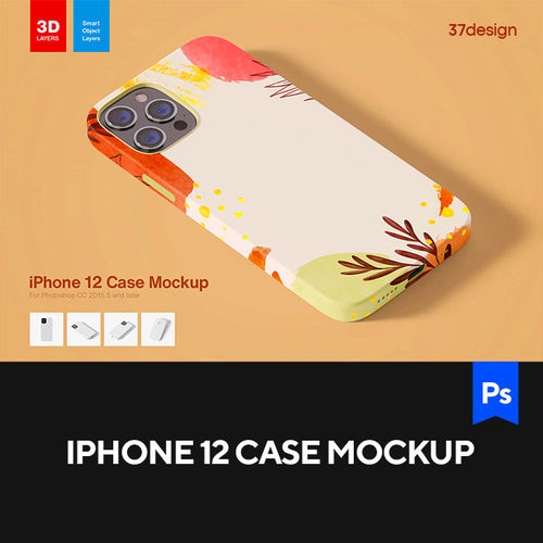 iPhone12手机壳多角度模拟效果展示样机mockup智能贴图psd模版