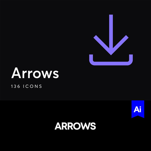 136款箭头方向象形单线图标用户界面Ui工具包设计素材AI矢量格式
