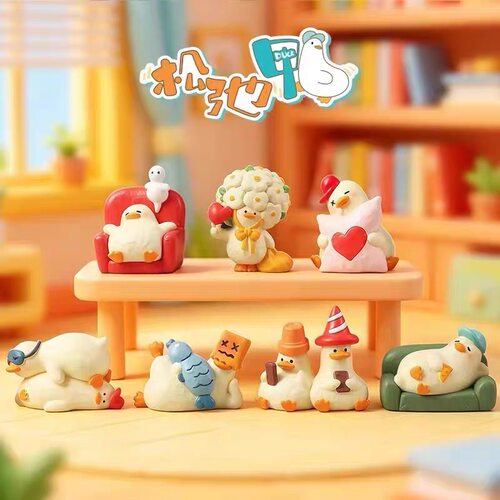 松驰鸭盲盒创意卡通可爱萌宠小鸭公仔手办摆件礼物玩具隐藏1:42