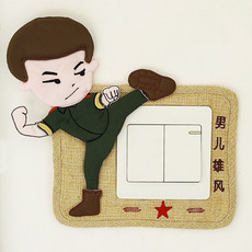 Декор для выключателя 新品手工开关边框套布艺插座保护套壁火贴简约现代创意(男儿雄风)