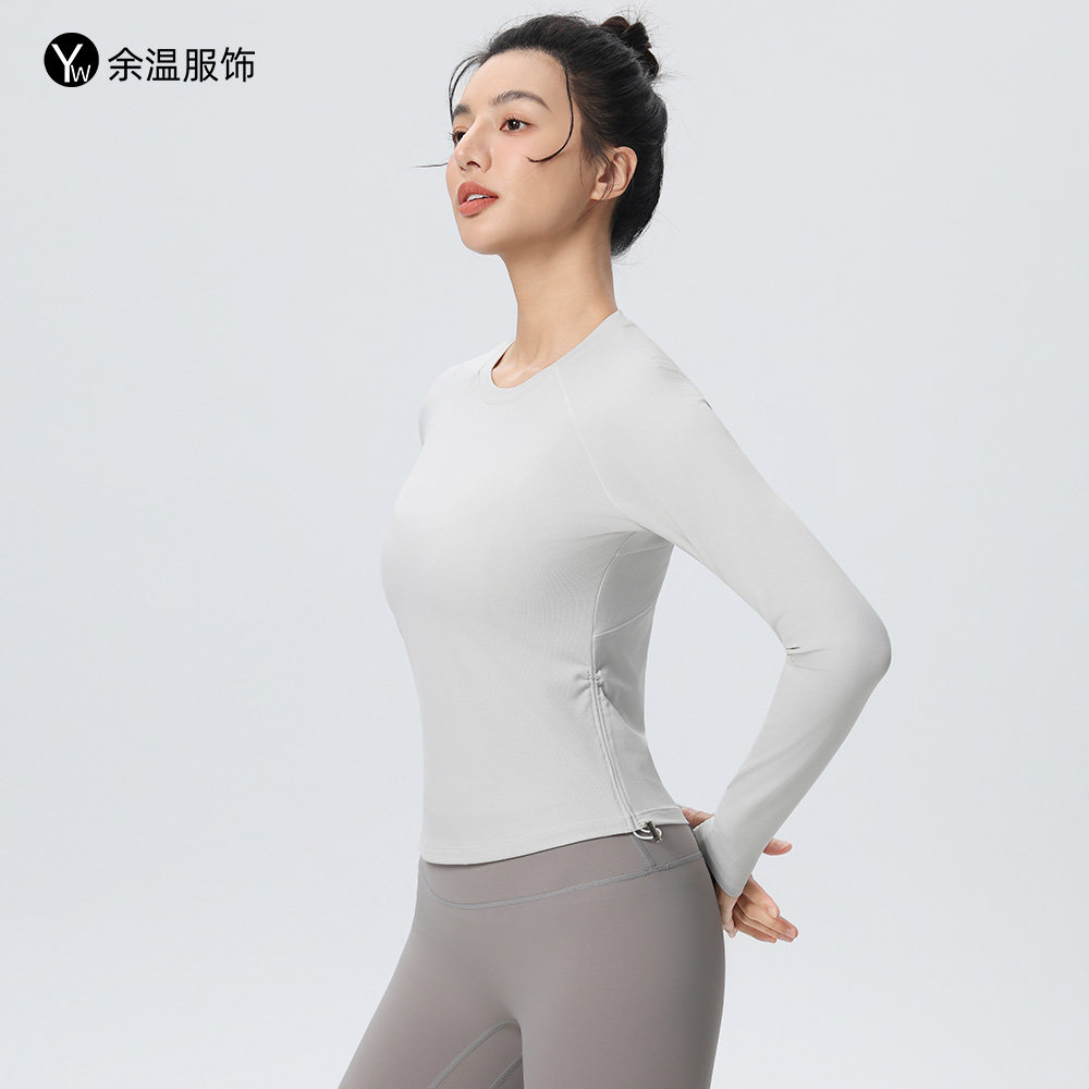 余温瑜伽服上衣女春秋款长袖紧身高弹透气运动跑步休闲圆领速干衣