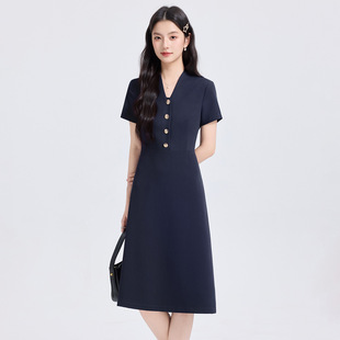 ZG轻奢短袖连衣裙女2026新款高级感气质时尚修身百搭小个子女士内
