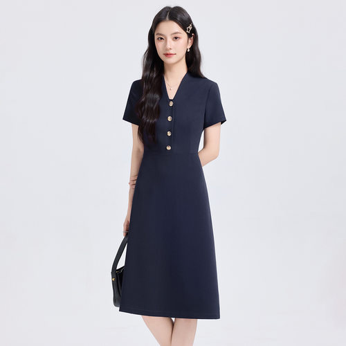 ZG轻奢短袖连衣裙女2026新款高级感气质时尚修身百搭小个子女士内