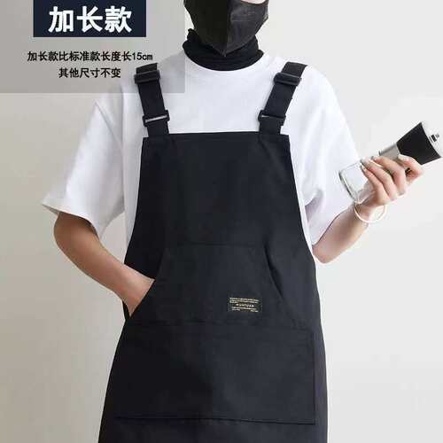 新款帆布家用厨房防泼水围裙男女咖啡店理发师餐饮工作服定制Logo