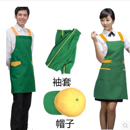 韩版新款水果店超市干果店鲜花生鲜便利店工作服围裙定制绣印LOGO
