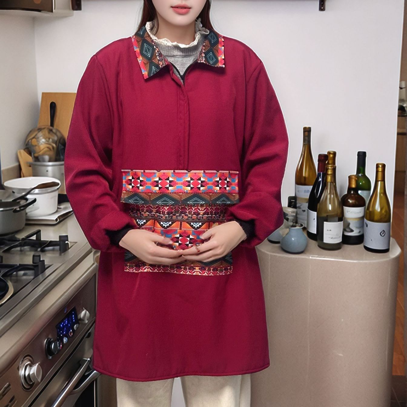 西装翻领围裙家用防水餐饮厨房餐厅工作服酒店长袖爆款罩衣女外穿