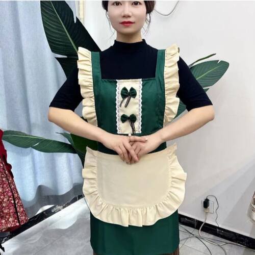 可爱半防水防油厨房公主围裙日系可爱网红女仆美甲美睫工作服围裙