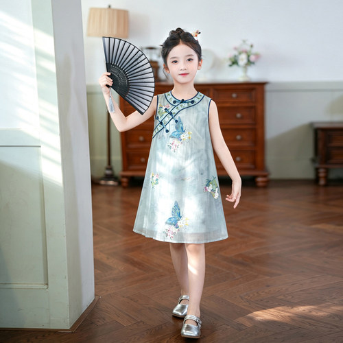 国风汉服女童连衣裙夏季2026新款唐装新中式旗袍裙古风儿童公主裙