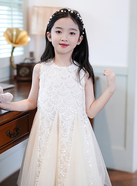53405-1女童连衣裙网红2025夏季新款洋气背心裙无袖公主裙网纱裙