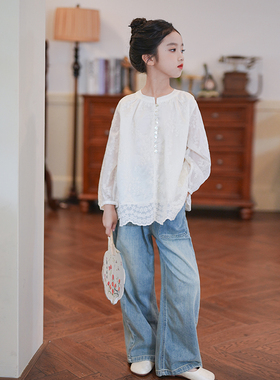 女童娃娃衫长袖衬衫儿童衬衣T恤秋季2026新款小女孩超好看小衫