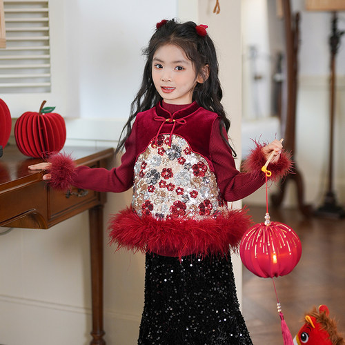 女童超好看国风汉服儿童套装2025冬季新款小公主洋气冬装女孩衣服