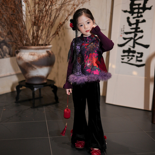 女童套装新中式汉服马甲2025秋冬新款儿童国风背心小女孩演出服