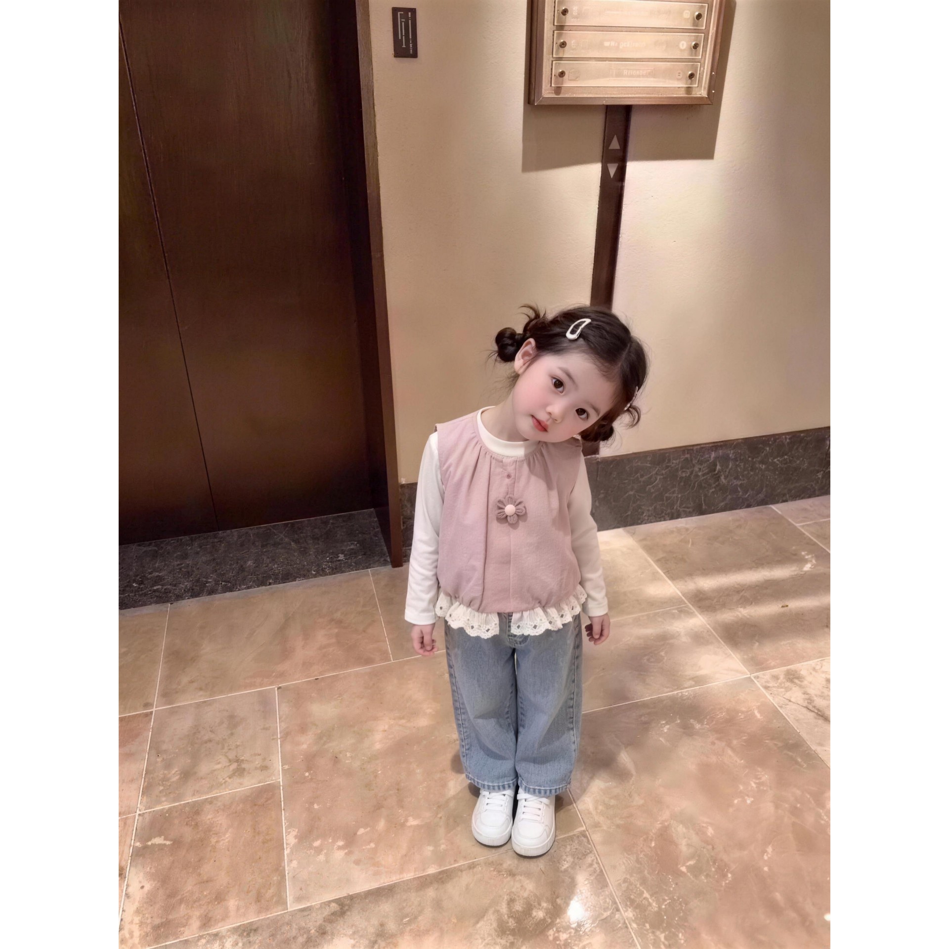 2026新款粉雾桃春款童装儿童马甲公主嫩粉色女童上衣宝宝背心外穿图片