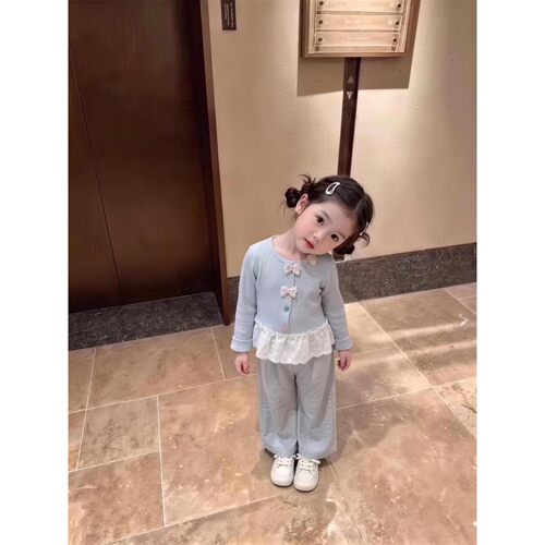 女童2026秋季新款儿童多巴胺卫衣蕾丝花边蝴蝶结打底衫