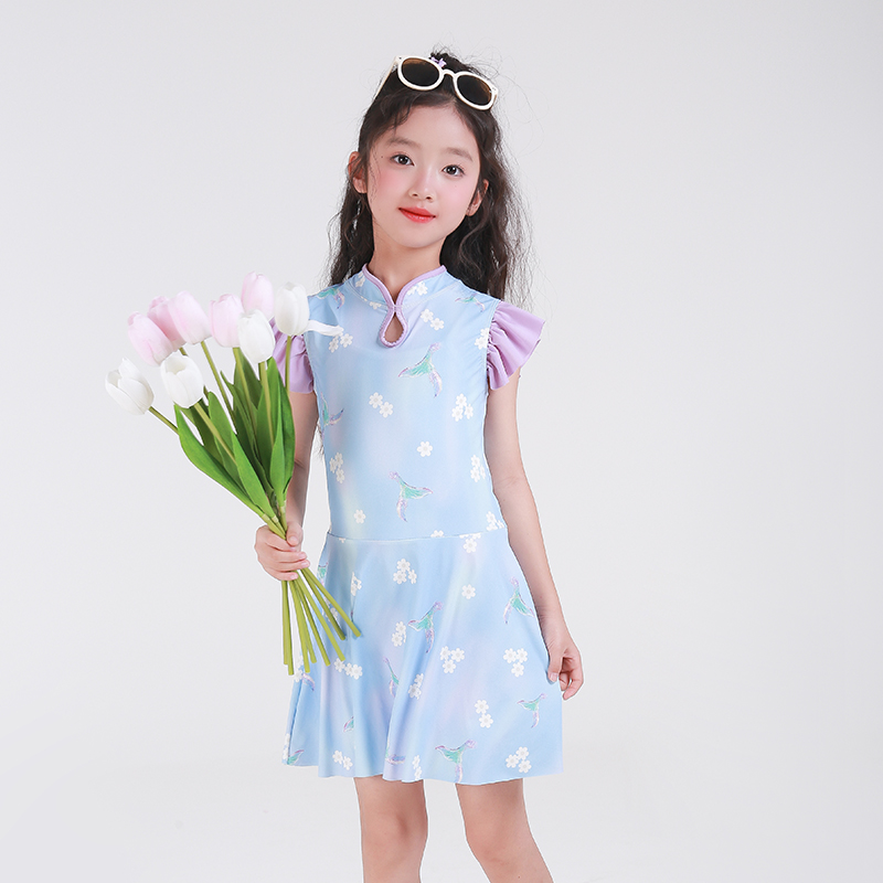 D25881儿童泳衣2025夏季新款女童裙式连体童装中大童防嗮速干泳装