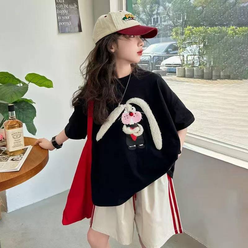 0769473女童立体兔子卡通T恤夏季2025新款儿童纯棉短袖外穿潮酷