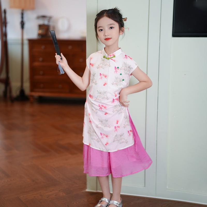 清仓--0769212女童连衣裙夏款2025新款新中式碎花国风旗袍裙