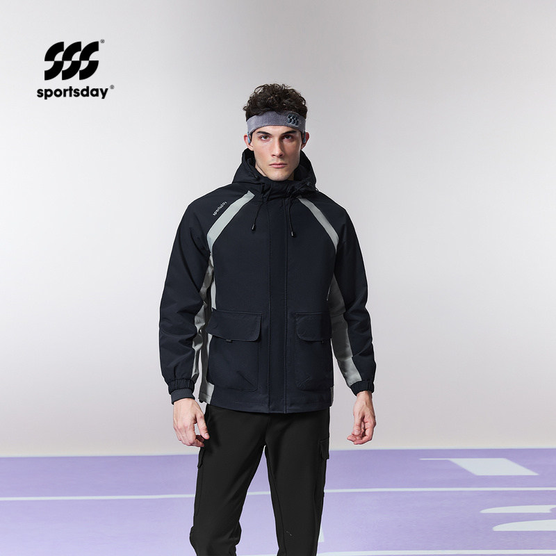 运动sportsday夹克男24春季新款撞色印花连帽外套男,男装,夹克,淘宝优惠券,粉丝福利购,淘宝优惠卷