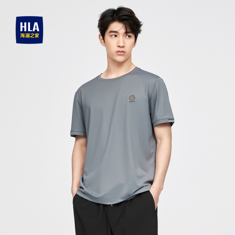 【奥莱】HLA/海澜之家弹力短袖T恤春夏舒适透气纯色清爽休闲短T