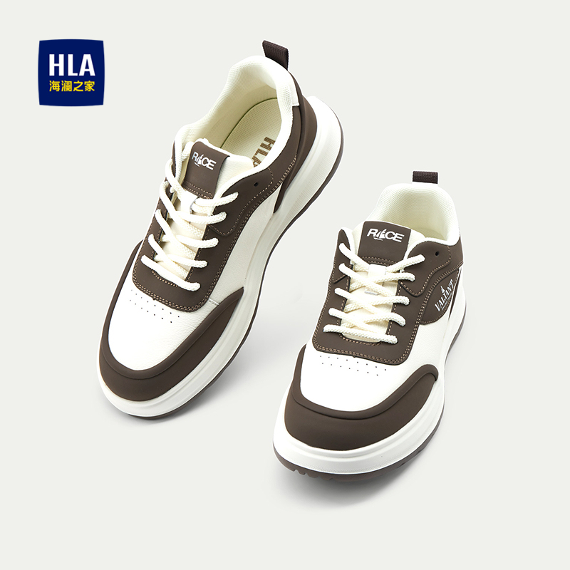 海澜之家圆头系带拼接休闲板鞋