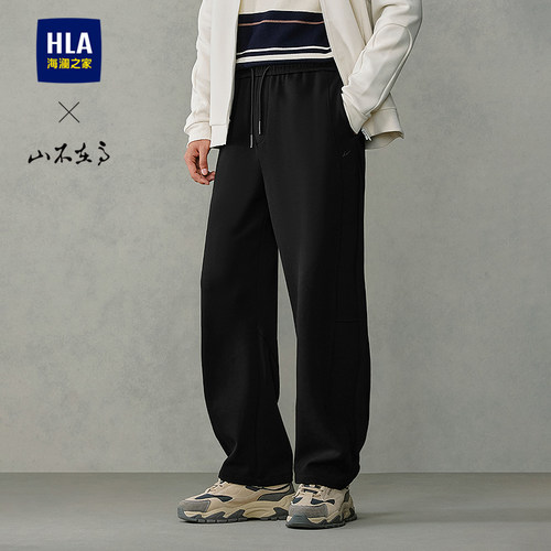 海澜之家松紧腰印花弯刀裤卫裤