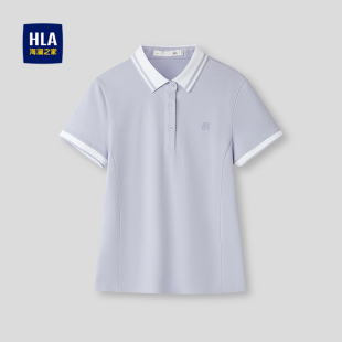 26春夏新提花领撞色低调上衣女装 HLA POLO衫 通勤短袖 海澜之家时尚