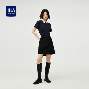 26夏新爽棉珠地透气休闲上衣女装 POLO衫 海澜之家翻领短袖 HLA