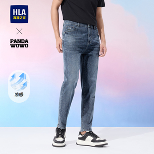 海澜之家panda 凉感裤 wowo熊猫牛仔九分裤 新五袋款 子男 25秋季 HLA