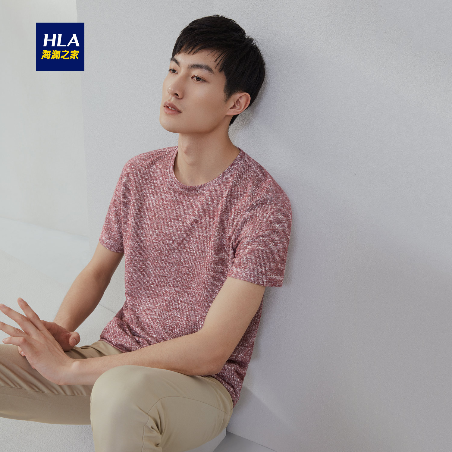 HLA/º£À½Ö®¼Ò¾µäÔ²Á쾻ɫÕëÖ¯¶ÌÐäTÐô2018Ïļ¾ÐÂÆ·»ù´¡TÐôÄÐ