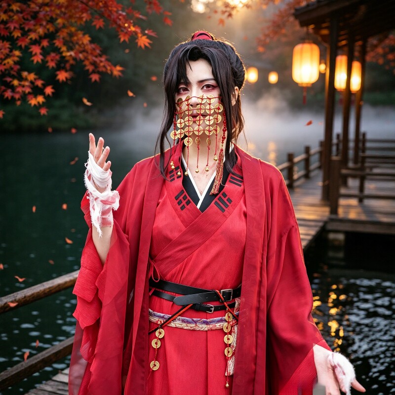 现货李火旺cos服李火旺cos李火旺cos服李火旺铜钱面罩李火旺假发图片
