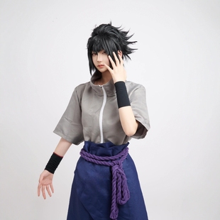 现货火影忍者疾风传佐助cos服佐助cos佐助cos假发宇智波佐助cos服