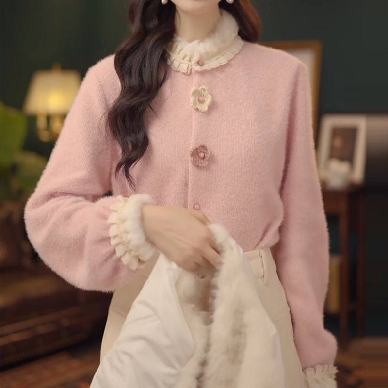 温柔风立领单排扣毛衣女2025冬季新款韩版宽松显瘦休闲百搭上衣潮,女装/女士精品,毛衣,淘宝优惠券,粉丝福利购,淘宝优惠卷