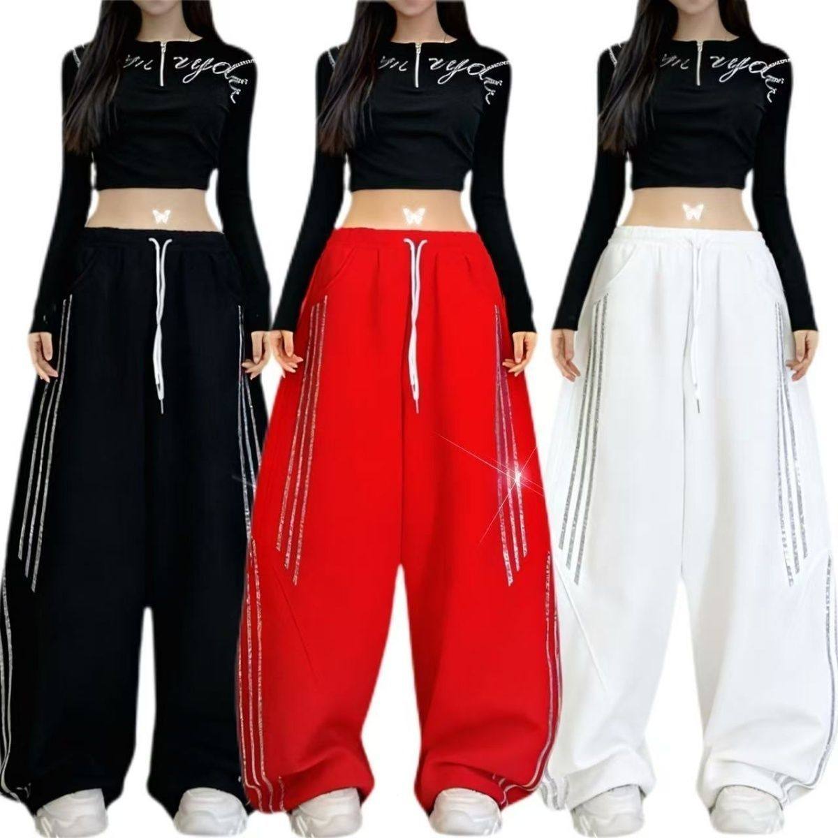 秋冬时尚百搭新款广场舞曳步舞跳舞裤子闪钻运动显瘦阔腿裤休闲裤,女装/女士精品,休闲裤,淘宝优惠券,粉丝福利购,淘宝优惠卷