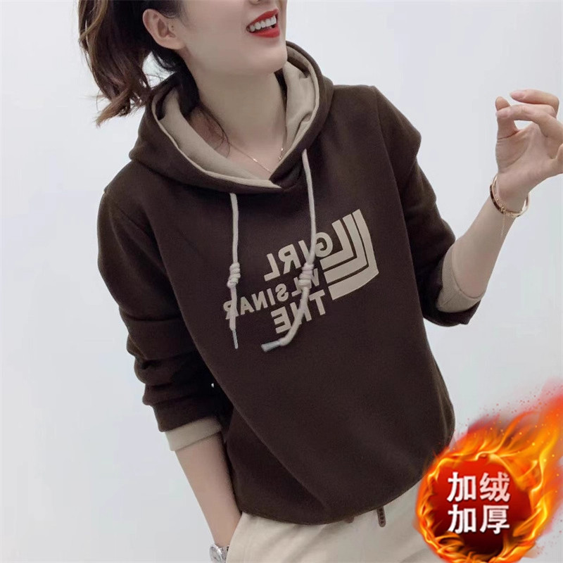 时尚连帽卫衣秋冬新款加绒加厚