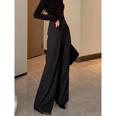 法式时尚气质优雅知性阔腿西装裤秋冬新款小众高级感黑色休闲长裤