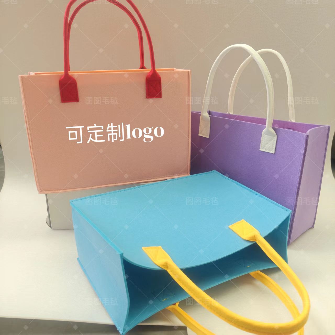 新款毛毡手提袋可定制logo大容量