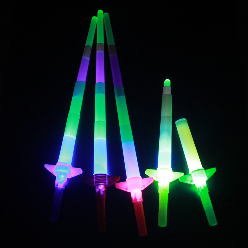 빛나는 빅 4 개폐식 대형 글로우 스틱 콘서트 소품 어린이 장난감 플래시 칼 빛나는 망원경 검