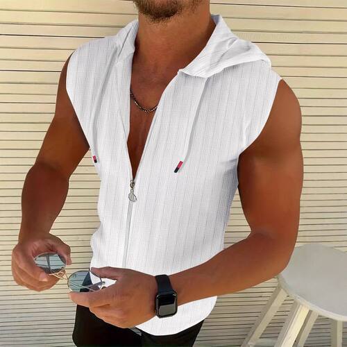 Men summer fashion sleeveless stripe vest man hoodie tops