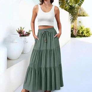 New women summer high waist dress lady loose skirt 女半身裙