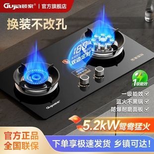 顾家燃气灶双灶家用天然气煤气灶台嵌两用定时节能猛火灶液化气