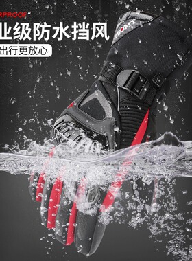 SUOMY摩托车骑行手套男冬季保暖防水加厚防风防摔触屏手套