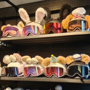 保暖头盔滑雪装备头套玩偶猫耳耳朵兔耳装饰犄角鹿角配饰快拆贴纸