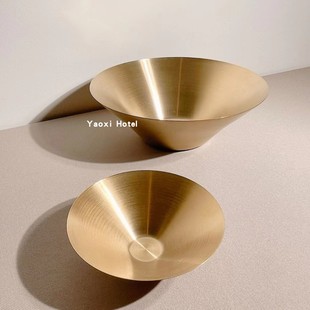 【出土澳】沙拉盆304不锈钢斗笠碗金色雪糕碗冰沙碗酒店创意果盆